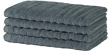 Merana OSLO Handtuch Set | schnelltrocknend, weich & fusselfrei | Frottier Luxus Qualität | 100% Baumwolle Frotte | OEKO-TEX | 590 GSM | Gästetuch & Gesichtstuch | Dunkelgrau (4 x Gästetücher 30x50cm)