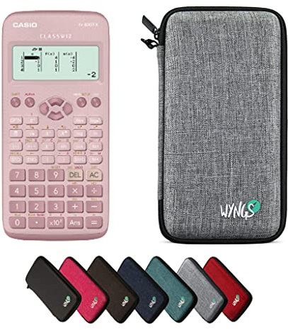 Casio fx-83GT X Pink inkl. WYNGS Schutztasche Hellgrau - Wissenschaftlicher Taschenrechner - Basic Set