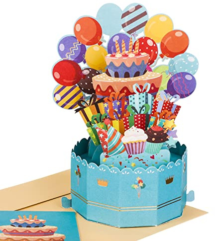 Yorgewd 3D Pop Up Birthday Cards, 3D Happy Birthday Balloons Greeting Cards with Envelope for Men, Women, Mothers, Her, Friends, Girls, and Boys