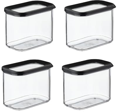 Mepal 4-tlg Vorratsdosen Spar-Set Modula 1000 ml Schwarz/Black Edition Vorratsdose Frischhaltedose - ideal für die Aufbewahrung von trockenen Lebensmitteln