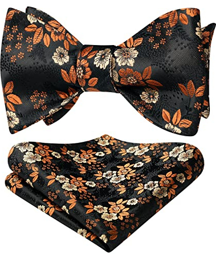 HISDERN Herren Fliege Blumen Selbstgebundene Fliege und Einstecktuch Set Paisley Jacquard für Herren für Hochzeit Feier