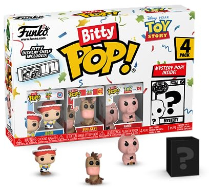 Funko Bitty POP! 4 Pack: Disney Pixar Toy Story - Jessie, Bullseye, Hamm | Official Cartoon/Animation Merch - Tiny 0.9 inch Figures with Display Shelf - Cake Topper, Party Bag and Stocking Filler Gift