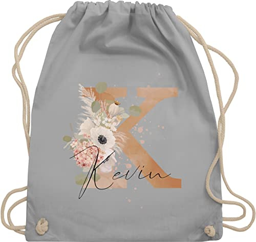 Turnbeutel Rucksack - Initialen - Watercolor Anfangsbuchstabe Muttertag - Unisize - Hellgrau - sportbeutel selbst gestalten schulkind beutel buchstaben name stoffbeutel mädchen