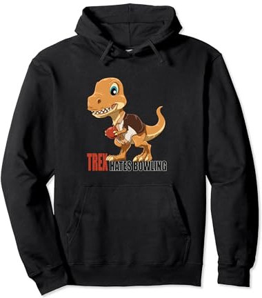 Bowling Dino Strikes Again - Funny Bowling T-Rex Pullover Hoodie