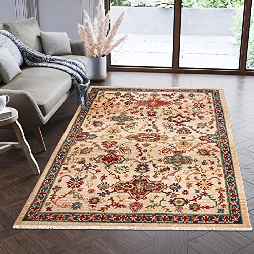 Mazovia Orientalisch Teppich - Traditioneller Teppich für Wohnzimmer, Esszimmer - Orient Teppiche Ornament - ÖKO-TEX Wohnzimmerteppich Beige - 120 x 170 cm