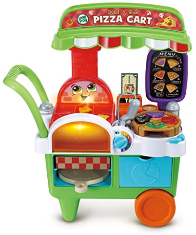 Leapfrog Build-a-Slice Pizza Cart, English | Follow customer orders, add toppings and use the interactive spatula and oven for pizza-shop role-play. Ages 3+