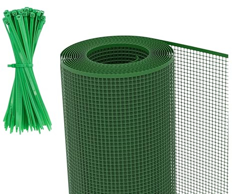 Rete protettiva in plastica 10 x 10 altezza Mt 1 x lunghezza Mt 5 con 100 FASCETTE INCLUSE NEL PREZZO! Adatta a balconi, cancelli, recinzioni, giardino. (COLORE VERDE)