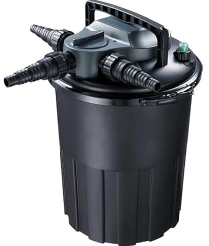 AquaForte CBF-12000 Druckfilter mit PL 24 Watt UV-C und Rückspülfunktion, Einfache Wartung, Max. Durchfluss 6 m3 pro Stunde, Max. Teich 12 m3, Größe Ø41 x 51 cm, Für Teiche ohne Koi-Fische