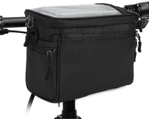 Valleycomfy 5L Fahrradkorb vorne Tasche, Wasserdichter Fahrradkorb Tasche mit Touchscreen und Abnehmbarem Schultergurt für alle Handy,Schwarz