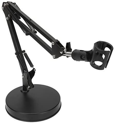 Fockety Support de Bras de Microphone, Professionnel Angle Réglable Rotation Libre Bras de Microphone Gain de Place Pied de Micro avec Trou de Vis 1/4 pour la Diffusion en Direct