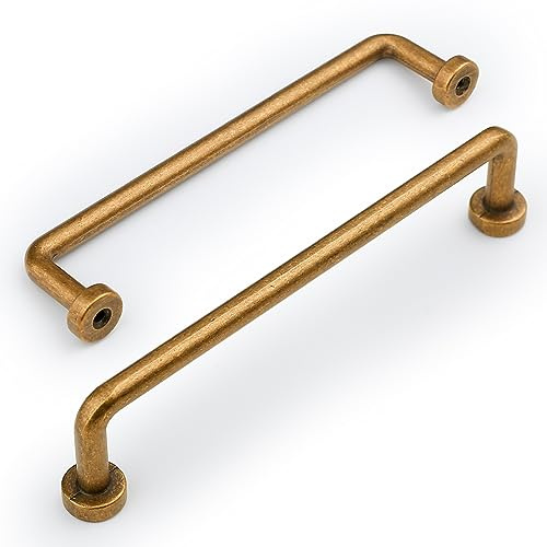 Amerdeco 10 Stück Möbelgriffe Antik Messing, 160mm Lochabstand, Zinklegierung Schubladengriffe & Schrankgriffe für Küchenschränke & Kleiderschränke UK0052
