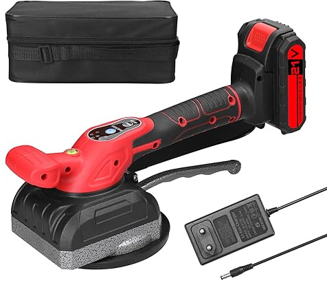Maquina Vibratoria para Azulejos, VISLONE Máquina de Colocación de Azulejos de 21 V, Vibrador de Azulejos con 1 Batería de Litio de 1300 mAh y Ventosa Agrandada