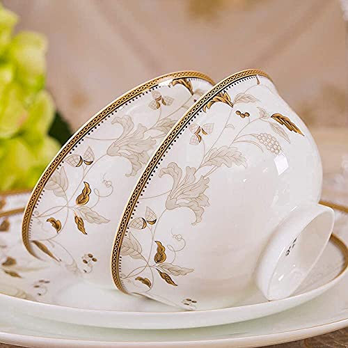Ensembles de vaisselle Ensemble de vaisselle Ensembles de vaisselle Porcelaine, Ensembles de vaisselle de luxe en porcelaine tendre, Bols/Assiettes/Pot/Soucoupes, Garniture à motif doré pour la cuisin