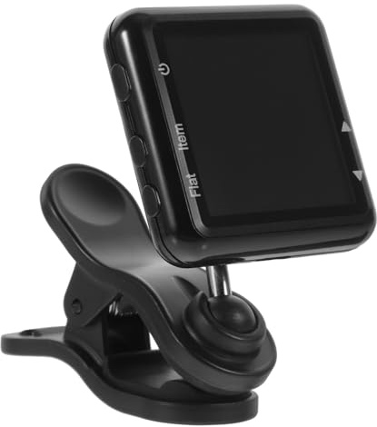 Clip Tuner Wiederaufladbar für Gitarre und Ukulele, Schwarz | Abs Gehäuse, Kompakt Gebaut, Klare und Stabile Klanganzeige, mit Advanced Tuning Technology