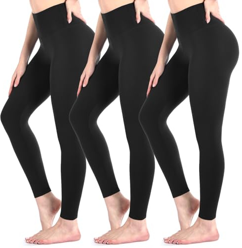 Sanpetix 3 Pack Black Leggings for Women | High waisted, Buttery soft Lightweight fabric, 4-way Streach, Ideal for workout running yoga daily wear