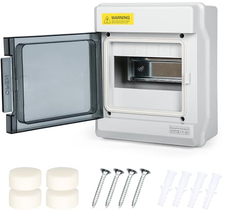 BuyWeek Scatola di Protezione Elettrica a 1 Fila 6 Moduli Scatola di Fusibili Impermeabile IP66 con Finestra Trasparente, Custodia su Guida DIN per Giardini, Garanzia di Sicurezza
