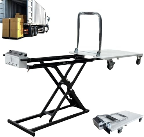 ZGSDTF Electric Hydraulic Lift Trolley ，551 LBS Capacity Folding Material Elevator，No Fear of Rugged Road Conditions，Can be Easily Transported Goods to Trucks and Warehouse Racks（ US Warehouses）