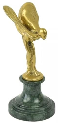 Casa Padrino Luxus Briefbeschwerer Skulptur Frau mit Flügeln Gold/Grün 7 x 8 x H. 16 cm - Elegante Bronze Figur mit Marmorsockel - Schreibtisch Deko - Luxus Deko - Deko Accessoires