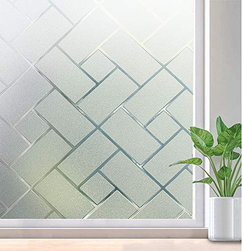 rabbitgoo Window Privacy Film, Frosted Glass Decorative Static Cling Sticker Sun Blocking Vinyl Covering for Home Kitchen Living Room Bathroom, 29.5 x 157.4 inches