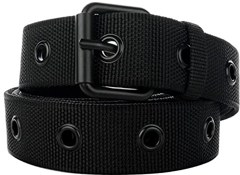 Awlyfm Gürtel Nietengürtel Männer Herren Stoffgürtel Schwarz 100cm