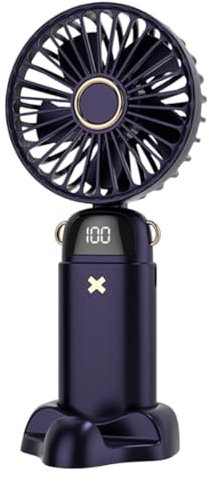 JUCHRZEY Mini ventilatore portatile portatile pieghevole USB ricaricabile collo appeso ventilatore aromaterapia 5 velocità supporto telefono ventilatore display digitale for casa viaggi uffi