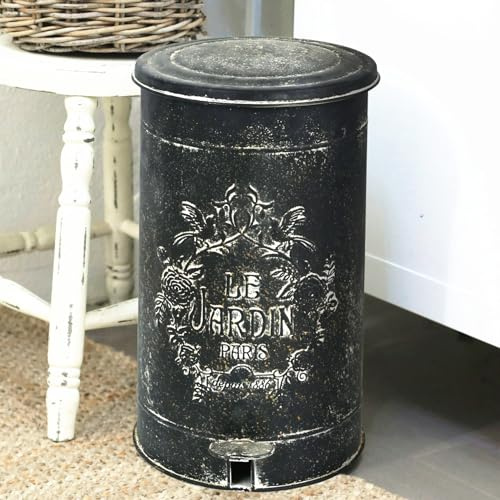 Z&Z ornamentorum Grande poubelle de cuisine - 17 l - Poubelle rétro en fer à pédale - Pour l'intérieur et l'extérieur - Poubelle à pédale - Grande capacité - Poubelle de cuisine