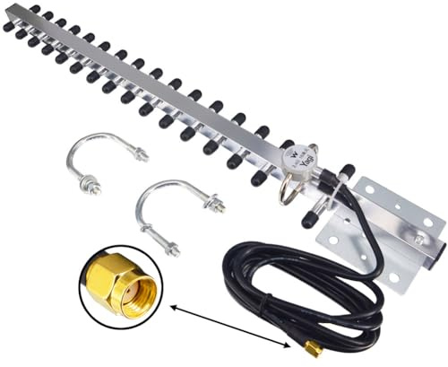 Yagi WiFi Antenna 2.4GHz 25dBi RP-SMA Connector High Gain Yagi Directional Antenna Booster with 1.5M Cable Long Range for Network Router/USB Adapter/Reapter/Extension Network PCl Card/Security Camera