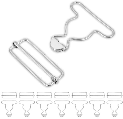 Sibba Paquete de 8 hebillas de metal con hebilla rectangular ajustable deslizante para pantalones de babero, clips de cierre de botón de repuesto para pantalones de mezclilla de tela, overoles,