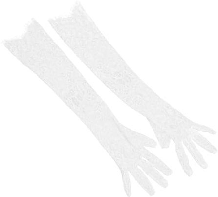 ROMISBABA 1paar Tüllhandschuhe Romantischer Spitze Lange Hochzeits Und Partyleinen Elbow-handschuhe Für Festliche Anlässe
