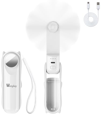 Wotplay Mini Ventilador Portatil Ventilador De Mano Recargable Pilas Mano Con Fuente De Alimentación Móvil Para Viajes Interiores Y Exteriores En Verano Regalos Blanco