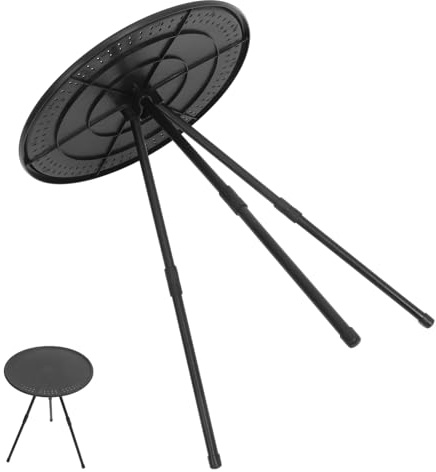 Milisten Table de Camping Compacte Ronde Pliable Petite Table de Camping Pliable Hauteur Réglable 42-51cm Noire pour Pique-niques
