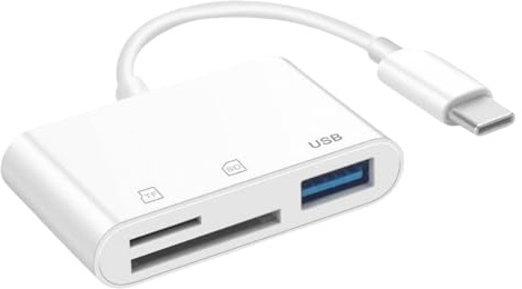 SD Kartenleser, USB C auf SD Kartenleser für iPhone 15/iPad/Mac/Laptop, 3 in 1 Typ C Speicherkartenadapter für iMac, iPad Pro/Air/Mini, MacBook Pro/Air, Galaxy, MicroSD/SD
