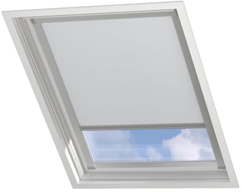 Radeco® Dachfenster verdunkelungsrollo für Velux PK08 weiß mit Führungsschiene, Rollo für dachfenster, velux dachfenster Rollo, verdunklungsrollo für velux.
