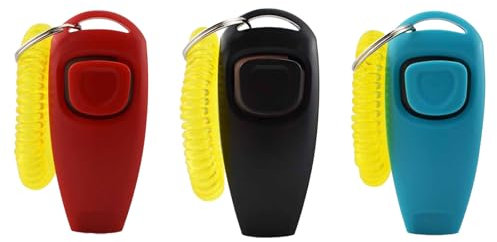 RANYAKE 3er-Pack Rückruf Hundepfeifen-Armband,Hochfrequenz Klicker Hundeklicker Set,Hund-Klicker,2 in 1 Haustier-Trainingsgerät,Hunde- und Katzentrainer mit Handschlaufe