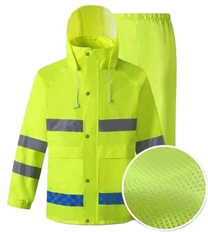 GOOPEEG Warnweste， Wasserdichtem reflektierender Anzug, Sicherheitsmantel wasserdichte Hosenanzug 2-teilige Overalls mit Taschen Reflektierendem(L)