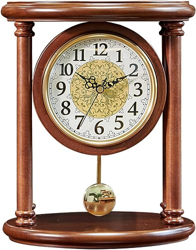 NSTVVEE Horloge de cheminée de 12 Pouces avec Pendule, Horloge de cheminée en Bois pour décoration de Salon, Horloge de cheminée silencieuse à Piles pour cheminée, Bureau, étagère et décor