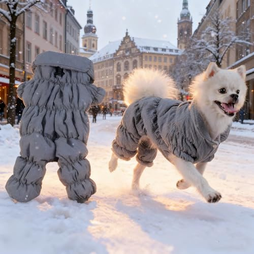 Kukaster Pet Hundejacke Wasserdicht Hunde Winterjacke Winddicht Winterweste Jacke Hundeweste für Kleiner, mittlerer Hund, D-Ring Grau XL