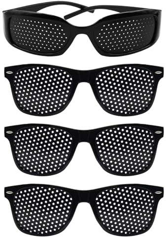 JUKOTA 4 Paio di Occhiali con Foro, Occhiali con Foro Pieghevoli Allenamento Visivo Originale, Occhiali a Griglia Allenamento Visivo, Occhiali per Riduzione del Crepuscolo Oculare