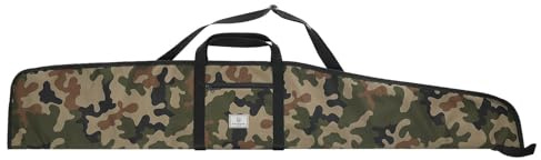 DEEMEED Custodia per Fucile 135 cm – Mimetico – Borsa da Caccia con Ottica, Imbottita, Cerniera per Lucchetto