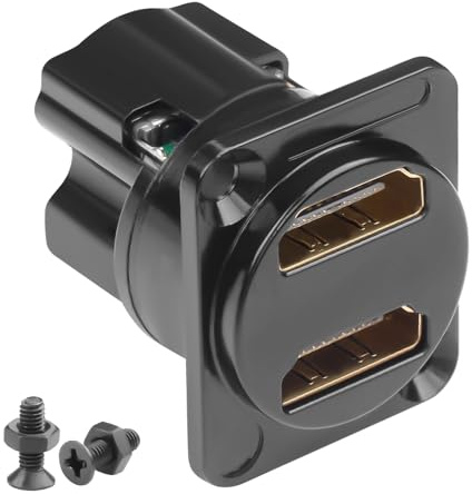 QIANRENON Adaptador de pantalla HD de montaje en panel HDMI 2.0 dual 4K HDMI 2.0 hembra a hembra, montaje fijo, conector HDTV de 2 puertos HDMI de alimentación a través de mamparo, para proyector de