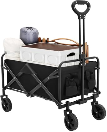 Klappbarer Bollerwagen Zusammenklappbarer Mehrzweckwagen Beach Wagon, Handwagen Garden Cart Utility Wagon mit 5 Rubber