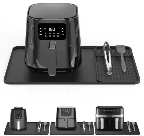 Tapis en silicone résistant à la chaleur pour friteuse à air chaud, tapis en silicone ignifuge pour comptoir de cuisine avec étagère pour accessoires pour micro-ondes et four, protection du plan de