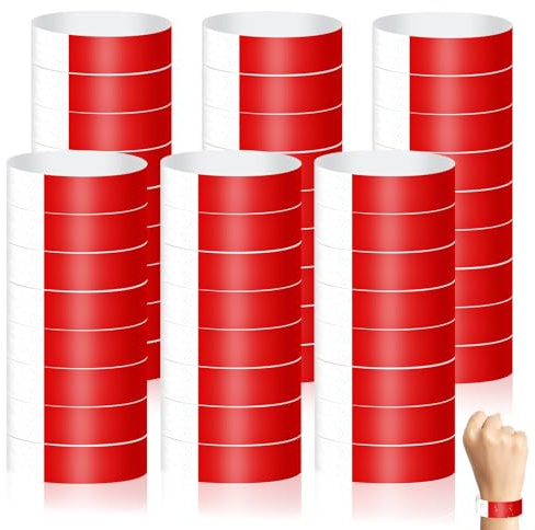 Minfuerang 400 Stück Eintrittsbänder, Einlassbändchen Papier(Rot) | Wasserdichte Securebänder, Kontrollbänder für Events,Party,Konzert,Festivals,Wasserpark