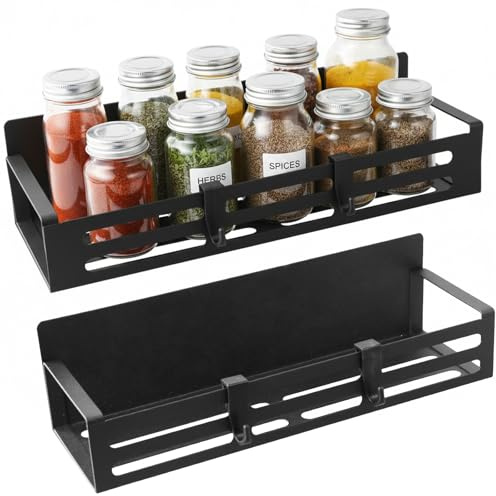 xianynow 2 Piezas Estantería Magnética para Frigorífico, Organizador Especias Cocina, Especiero Magnetico Nevera, Organizador de Cocina, Adecuado para Cocinas y Superficies Metálicas, Negro