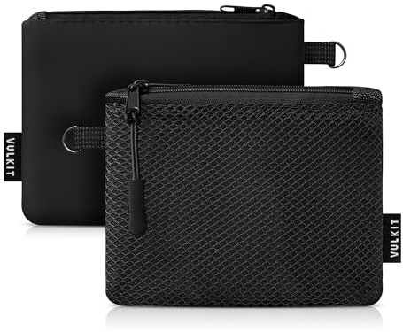 VULKIT Coin Purse Pack of 2 Zipper Wallet Change Purse Slim Travel Pouch Multifunctional Pouch Bag Everyday Carry