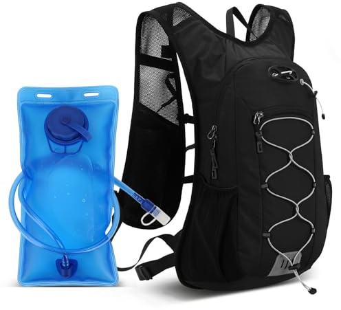 Mochila Deportiva De Nailon para Exteriores, Ultraligera para Ciclismo, con Compartimento Isotérmico y Bolsa De Hidratación De 2 litros, Resistente A La Lluvia para Senderismo y Ciclismo