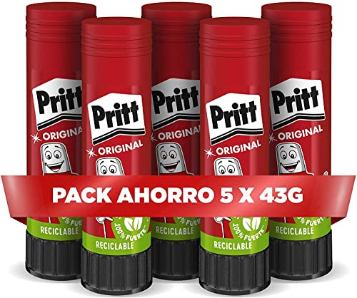 Pegamento Barra PRITT Grande 43 gr, Pack 4+1 Regalo