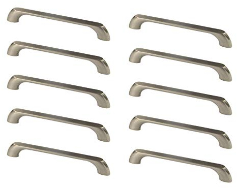 Gedotec Kommoden-Griff Modern Bogengriffe 160 mm Möbelgriffe Küche - Sofia | Schubladengriffe Edelstahl-Optik | Griff Aluminium für Schrank & Möbel-Türen | 10 Stück - Design Schrankgriff mit Schrauben