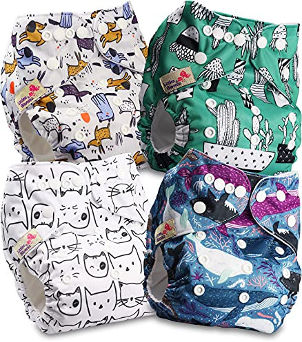Littles and Bloomz FLP2-0408 Windel, wiederverwendbar, Standard-Popper, 4 Windeln