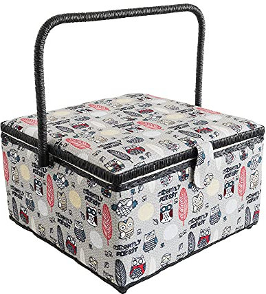 Korbond Nähkorb – Extra groß – Nachtwald-Design – 18 cm x 36 cm x 34 cm